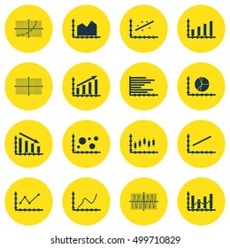 Set Of Graphs, Diagrams And Statistics Icons. Premium Quality Symbol Collection. Icons Can Be Used For Web, App And UI Design. Vector Illustration, EPS10.