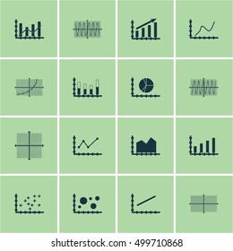 Set Of Graphs, Diagrams And Statistics Icons. Premium Quality Symbol Collection. Icons Can Be Used For Web, App And UI Design. Vector Illustration, EPS10.