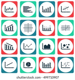Set Of Graphs, Diagrams And Statistics Icons. Premium Quality Symbol Collection. Icons Can Be Used For Web, App And UI Design. Vector Illustration, EPS10.