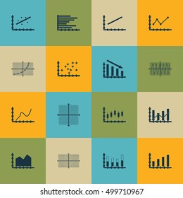 Set Of Graphs, Diagrams And Statistics Icons. Premium Quality Symbol Collection. Icons Can Be Used For Web, App And UI Design. Vector Illustration, EPS10.