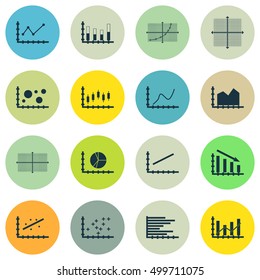 Set Of Graphs, Diagrams And Statistics Icons. Premium Quality Symbol Collection. Icons Can Be Used For Web, App And UI Design. Vector Illustration, EPS10.