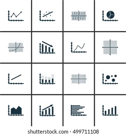 Set Of Graphs, Diagrams And Statistics Icons. Premium Quality Symbol Collection. Icons Can Be Used For Web, App And UI Design. Vector Illustration, EPS10.