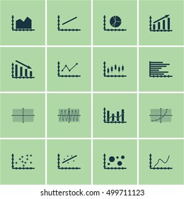 Set Of Graphs, Diagrams And Statistics Icons. Premium Quality Symbol Collection. Icons Can Be Used For Web, App And UI Design. Vector Illustration, EPS10.