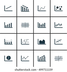 Set Of Graphs, Diagrams And Statistics Icons. Premium Quality Symbol Collection. Icons Can Be Used For Web, App And UI Design. Vector Illustration, EPS10.