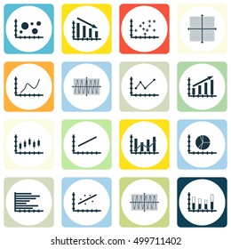 Set Of Graphs, Diagrams And Statistics Icons. Premium Quality Symbol Collection. Icons Can Be Used For Web, App And UI Design. Vector Illustration, EPS10.