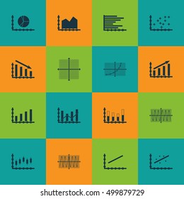 Set Of Graphs, Diagrams And Statistics Icons. Premium Quality Symbol Collection. Icons Can Be Used For Web, App And UI Design. Vector Illustration, EPS10.