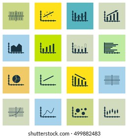 Set Of Graphs, Diagrams And Statistics Icons. Premium Quality Symbol Collection. Icons Can Be Used For Web, App And UI Design. Vector Illustration, EPS10.