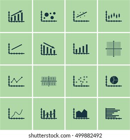 Set Of Graphs, Diagrams And Statistics Icons. Premium Quality Symbol Collection. Icons Can Be Used For Web, App And UI Design. Vector Illustration, EPS10.