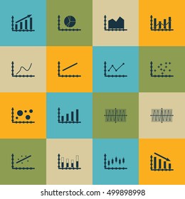 Set Of Graphs, Diagrams And Statistics Icons. Premium Quality Symbol Collection. Icons Can Be Used For Web, App And UI Design. Vector Illustration, EPS10.