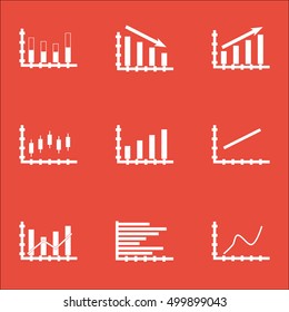 Set Of Graphs, Diagrams And Statistics Icons. Premium Quality Symbol Collection. Icons Can Be Used For Web, App And UI Design. Vector Illustration, EPS10.