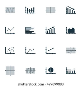 Set Of Graphs, Diagrams And Statistics Icons. Premium Quality Symbol Collection. Icons Can Be Used For Web, App And UI Design. Vector Illustration, EPS10.