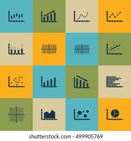 Set Of Graphs, Diagrams And Statistics Icons. Premium Quality Symbol Collection. Icons Can Be Used For Web, App And UI Design. Vector Illustration, EPS10.