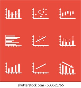 Set Of Graphs, Diagrams And Statistics Icons. Premium Quality Symbol Collection