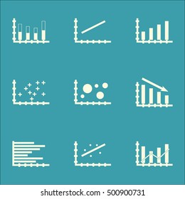 Set Of Graphs, Diagrams And Statistics Icons. Premium Quality Symbol Collection. Icons Can Be Used For Web, App And UI Design. Vector Illustration, EPS10.