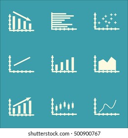 Set Of Graphs, Diagrams And Statistics Icons. Premium Quality Symbol Collection. Icons Can Be Used For Web, App And UI Design. Vector Illustration, EPS10.