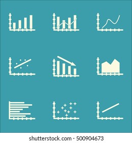 Set Of Graphs, Diagrams And Statistics Icons. Premium Quality Symbol Collection. Icons Can Be Used For Web, App And UI Design. Vector Illustration, EPS10.