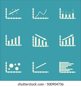 Set Of Graphs, Diagrams And Statistics Icons. Premium Quality Symbol Collection. Icons Can Be Used For Web, App And UI Design. Vector Illustration, EPS10.