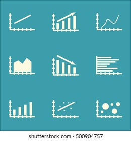 Set Of Graphs, Diagrams And Statistics Icons. Premium Quality Symbol Collection. Icons Can Be Used For Web, App And UI Design. Vector Illustration, EPS10.