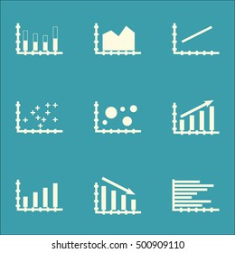Set Of Graphs, Diagrams And Statistics Icons. Premium Quality Symbol Collection. Icons Can Be Used For Web, App And UI Design. Vector Illustration, EPS10.