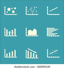 Set Of Graphs, Diagrams And Statistics Icons. Premium Quality Symbol Collection. Icons Can Be Used For Web, App And UI Design. Vector Illustration, EPS10.