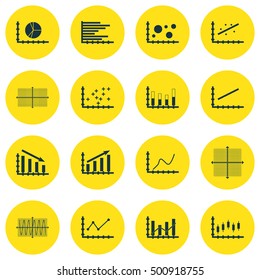 Set Of Graphs, Diagrams And Statistics Icons. Premium Quality Symbol Collection. Icons Can Be Used For Web, App And UI Design. Vector Illustration, EPS10.