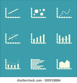 Set Of Graphs, Diagrams And Statistics Icons. Premium Quality Symbol Collection. Icons Can Be Used For Web, App And UI Design. Vector Illustration, EPS10.