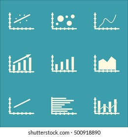 Set Of Graphs, Diagrams And Statistics Icons. Premium Quality Symbol Collection. Icons Can Be Used For Web, App And UI Design. Vector Illustration, EPS10.