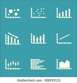 Set Of Graphs, Diagrams And Statistics Icons. Premium Quality Symbol Collection. Icons Can Be Used For Web, App And UI Design. Vector Illustration, EPS10.