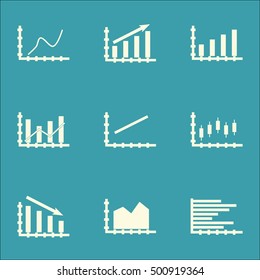 Set Of Graphs, Diagrams And Statistics Icons. Premium Quality Symbol Collection. Icons Can Be Used For Web, App And UI Design. Vector Illustration, EPS10.