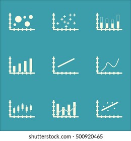 Set Of Graphs, Diagrams And Statistics Icons. Premium Quality Symbol Collection. Icons Can Be Used For Web, App And UI Design. Vector Illustration, EPS10.