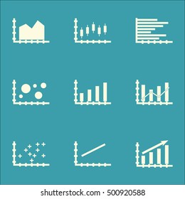 Set Of Graphs, Diagrams And Statistics Icons. Premium Quality Symbol Collection. Icons Can Be Used For Web, App And UI Design. Vector Illustration, EPS10.