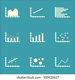 Set Of Graphs, Diagrams And Statistics Icons. Premium Quality Symbol Collection. Icons Can Be Used For Web, App And UI Design. Vector Illustration, EPS10.