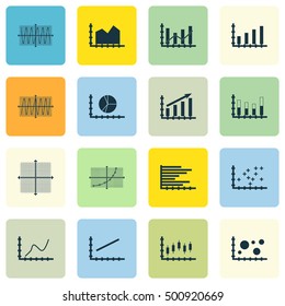 Set Of Graphs, Diagrams And Statistics Icons. Premium Quality Symbol Collection. Icons Can Be Used For Web, App And UI Design. Vector Illustration, EPS10.