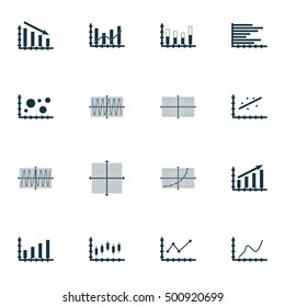 Set Of Graphs, Diagrams And Statistics Icons. Premium Quality Symbol Collection. Icons Can Be Used For Web, App And UI Design. Vector Illustration, EPS10.