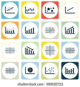 Set Of Graphs, Diagrams And Statistics Icons. Premium Quality Symbol Collection. Icons Can Be Used For Web, App And UI Design. Vector Illustration, EPS10.