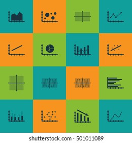Set Of Graphs, Diagrams And Statistics Icons. Premium Quality Symbol Collection. Icons Can Be Used For Web, App And UI Design. Vector Illustration, EPS10.