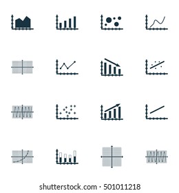 Set Of Graphs, Diagrams And Statistics Icons. Premium Quality Symbol Collection. Icons Can Be Used For Web, App And UI Design. Vector Illustration, EPS10.