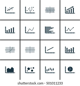 Set Of Graphs, Diagrams And Statistics Icons. Premium Quality Symbol Collection. Icons Can Be Used For Web, App And UI Design. Vector Illustration, EPS10.
