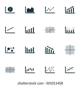 Set Of Graphs, Diagrams And Statistics Icons. Premium Quality Symbol Collection. Icons Can Be Used For Web, App And UI Design. Vector Illustration, EPS10.