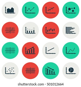 Set Of Graphs, Diagrams And Statistics Icons. Premium Quality Symbol Collection. Icons Can Be Used For Web, App And UI Design. Vector Illustration, EPS10.