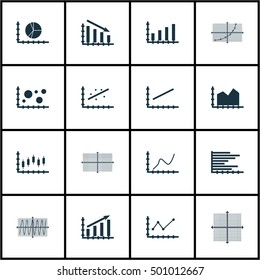 Set Of Graphs, Diagrams And Statistics Icons. Premium Quality Symbol Collection. Icons Can Be Used For Web, App And UI Design. Vector Illustration, EPS10.