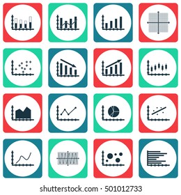 Set Of Graphs, Diagrams And Statistics Icons. Premium Quality Symbol Collection. Icons Can Be Used For Web, App And UI Design. Vector Illustration, EPS10.
