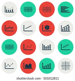 Set Of Graphs, Diagrams And Statistics Icons. Premium Quality Symbol Collection. Icons Can Be Used For Web, App And UI Design. Vector Illustration, EPS10.