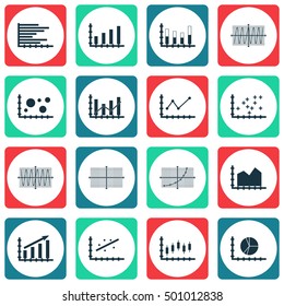 Set Of Graphs, Diagrams And Statistics Icons. Premium Quality Symbol Collection. Icons Can Be Used For Web, App And UI Design. Vector Illustration, EPS10.