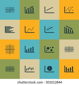 Set Of Graphs, Diagrams And Statistics Icons. Premium Quality Symbol Collection. Icons Can Be Used For Web, App And UI Design. Vector Illustration, EPS10.