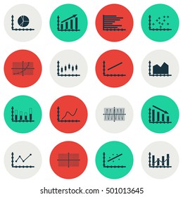 Set Of Graphs, Diagrams And Statistics Icons. Premium Quality Symbol Collection. Icons Can Be Used For Web, App And UI Design. Vector Illustration, EPS10.