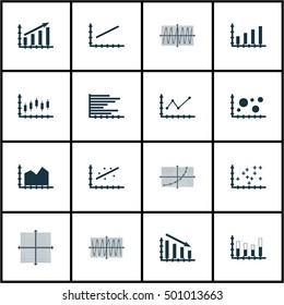 Set Of Graphs, Diagrams And Statistics Icons. Premium Quality Symbol Collection. Icons Can Be Used For Web, App And UI Design. Vector Illustration, EPS10.