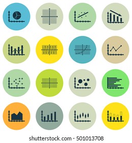 Set Of Graphs, Diagrams And Statistics Icons. Premium Quality Symbol Collection. Icons Can Be Used For Web, App And UI Design. Vector Illustration, EPS10.