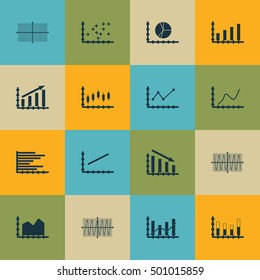 Set Of Graphs, Diagrams And Statistics Icons. Premium Quality Symbol Collection. Icons Can Be Used For Web, App And UI Design. Vector Illustration, EPS10.