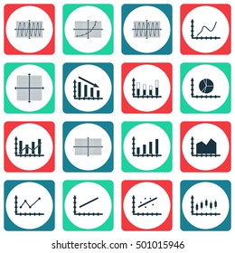 Set Of Graphs, Diagrams And Statistics Icons. Premium Quality Symbol Collection. Icons Can Be Used For Web, App And UI Design. Vector Illustration, EPS10.